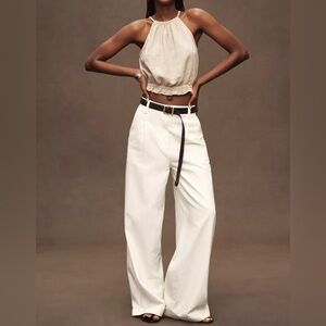 Womens Crop Linen Halter Tops Summer High Neck Tank Tops Sleeveless Shirts